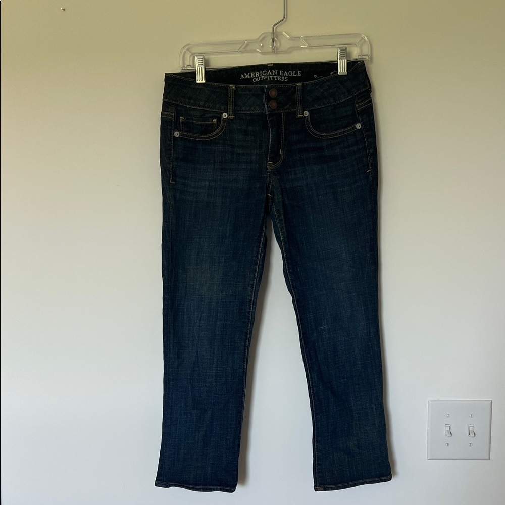 American Eagle Outfitters Dark Blue “Artist Crop” Jeans Size 4